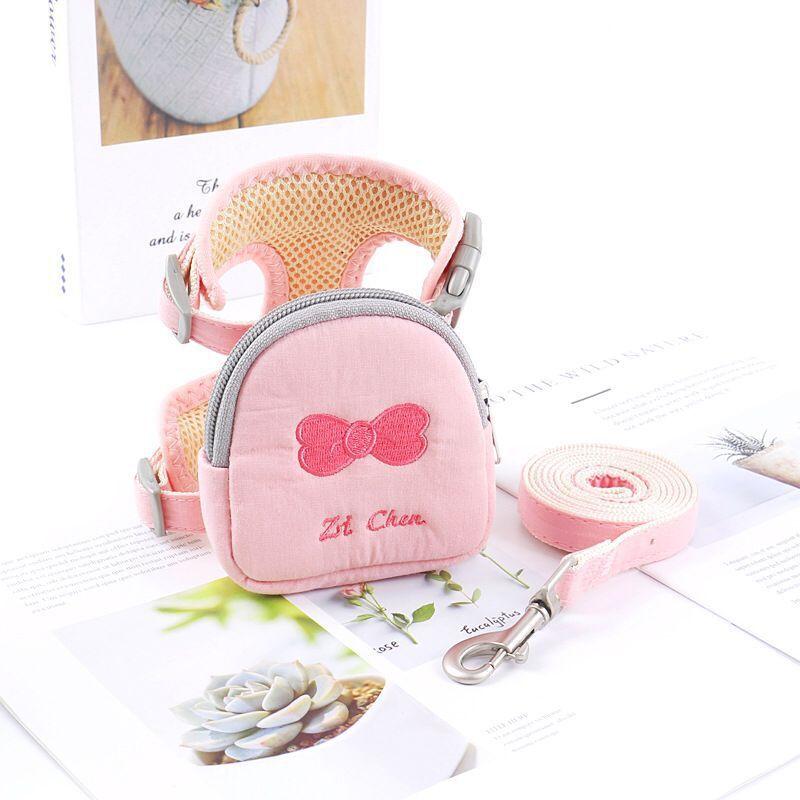 ペット ハーネス 小型犬 胴輪 リード テディ ビション 散歩 布製 グリーン アプリコット ピンク ブルー..