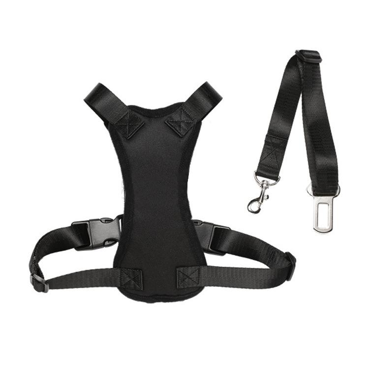 ペット 車載用ハーネス 犬用 牽引ロープ 自動車用 ベルト 胴輪 セット 小型犬 中型犬 大型犬 丈夫 頑丈 ナイロン ブラック(x2)