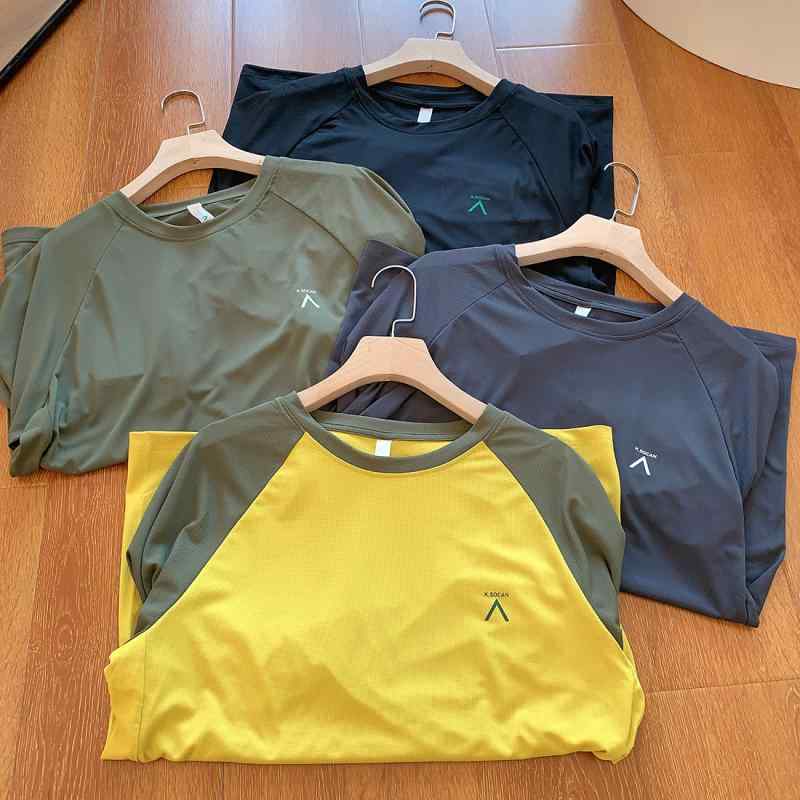 乐天商城 - Tシャツ 男性用 アウトドア 速乾 接触冷感 薄手 ゆったり 長袖 ラグラン袖 カットソー 普段使い