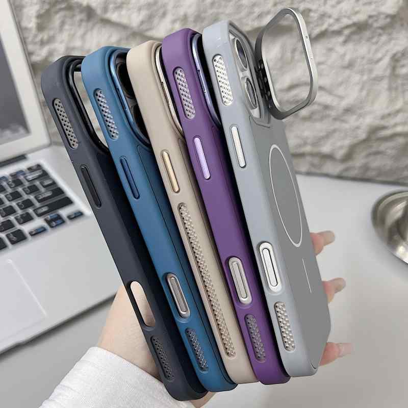 スマホケース iPhone16Promax 15 14 13 12 11 シリコン 磁気吸着 レンズ保護 スタンド機能 耐衝撃 落下防止 シンプル 豪華感 ジャズブラック チタン グレー 暗い紫 砂漠 ゴールド 宝 青