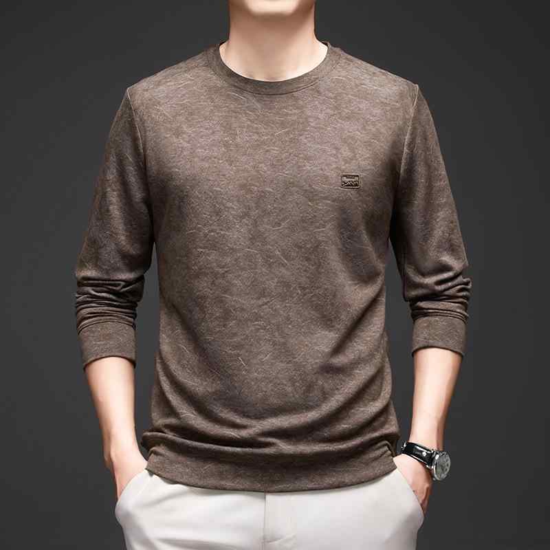 Tシャツ メンズ 男性用 長袖 スウェット プルオーバー 丸首 コットン混紡 プリント スタイリッシュ カジュアル トップス 油栗褐 カーキ 白 黒 M L XL XXL 3XL 4XL 秋冬