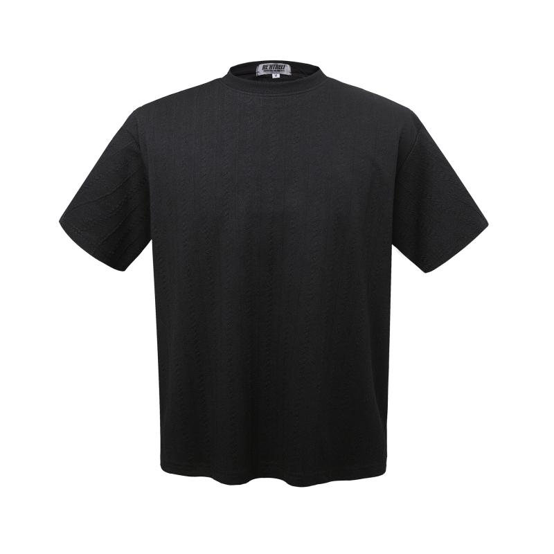 T-Shirts - Tシャツ 男性用 コットン混紡 トップス 半袖 短め ワイド 無地 黒 白 ストリート アメカジ