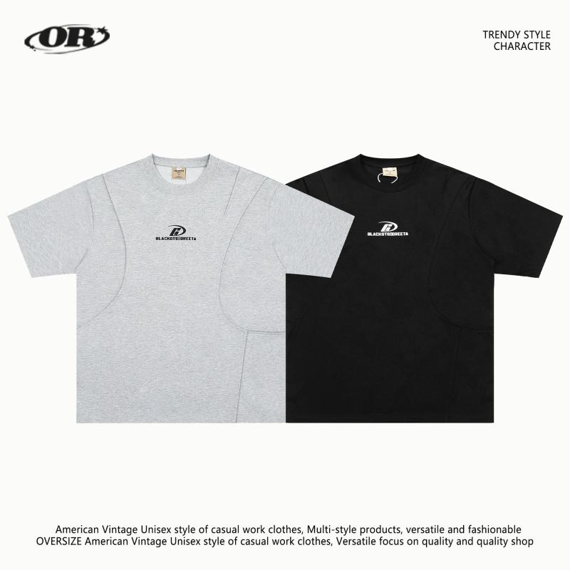 乐天商城 - Tシャツ メンズ 半袖 美式 ゆったり トップス アルファベット柄 黒 ブラック 花灰 接触冷感