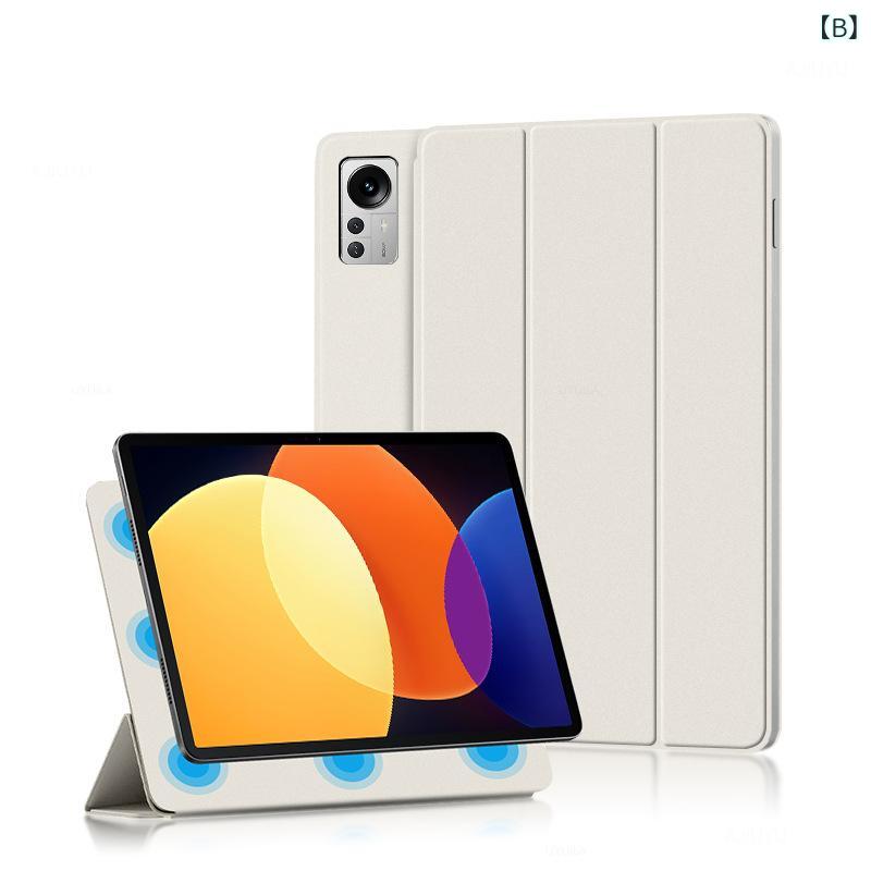 タブレットケース 小米タブレット5 Pro 124インチ 磁気吸着 フリップ カバー スマートスリープ レザー風 シンプル ビジネス ブラック ホワイト グリーン グレー オレンジ ブルー シアン ミントグリーン