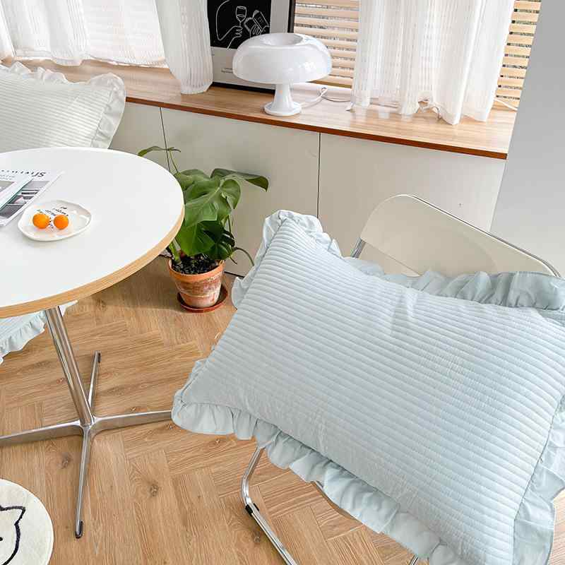 Futon Covers - 枕カバー ペア 水洗い綿 天ブルー 48cmx74cm 吸湿性 通気性 オールシーズン