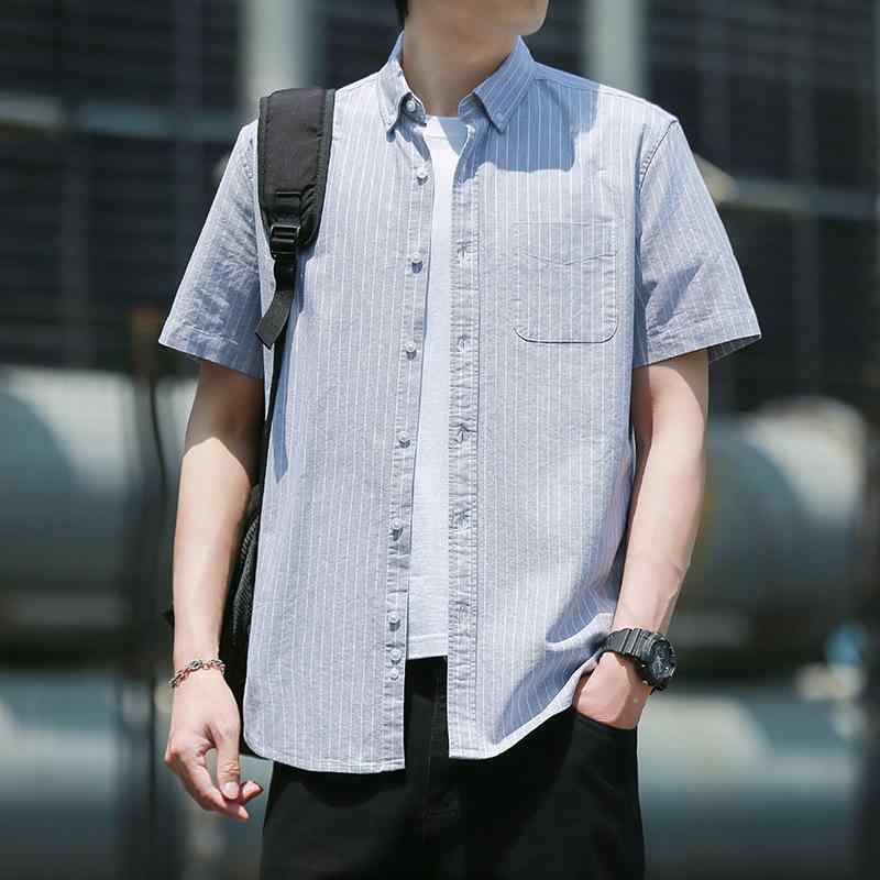 シャツ メンズ 男性用 半袖 オックスフォード 水洗い 綿 麻 薄手 柔らかい 肌触り 無地 カジュアル 通勤...