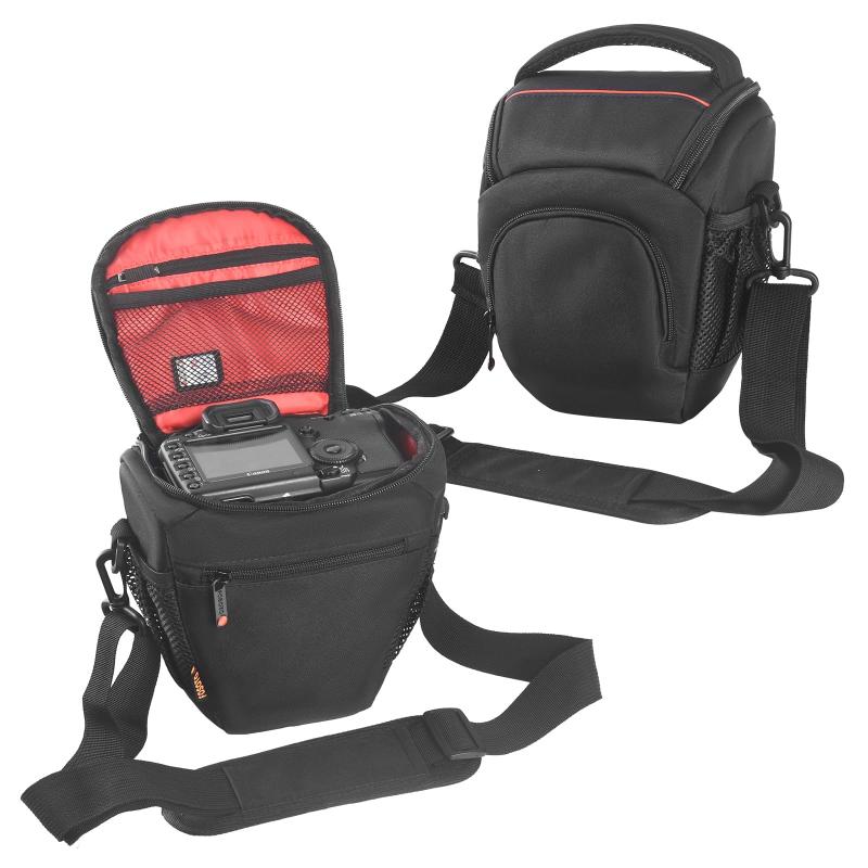 FOSOTO 一眼レフバッグ ショルダーバッグ ナイロン素材の防水カメラバッグ 男女兼用のアウトドア用カメラバッグ 軽く シンプルかつ寛大 レインカバー (ブラック)