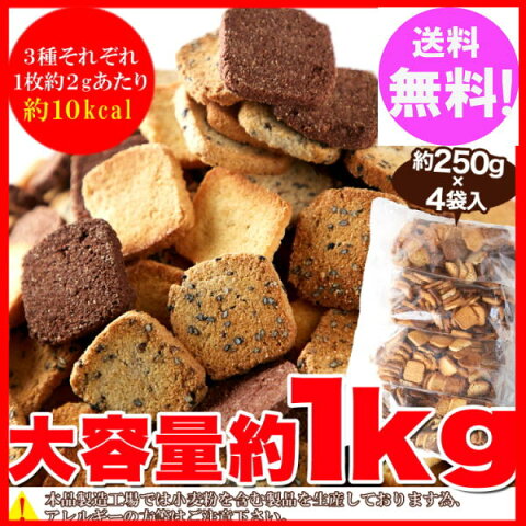 生おから100% 豆乳 おからクッキー 3種1kg(プレーン・ココア・セサミ) 【訳あり】送料無料【おから ダイエット クッキー】