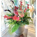 アレンジ アーティフィシャル 造花 グリーン リアル フラワー 花器付き 華やか おしゃれ リビング 玄関 飾り インテリア イランイラン オリジナル 送料無料...