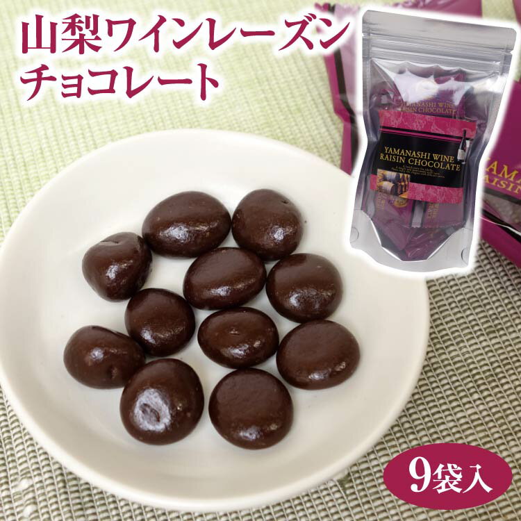 【山梨 お土産】山梨ワインレーズンチョコレート袋タイプ レーズン 山梨 チョコレート ワイン おつまみ 大人のおやつ チョコがけ ワイン漬 ※個包装が9袋入っています。