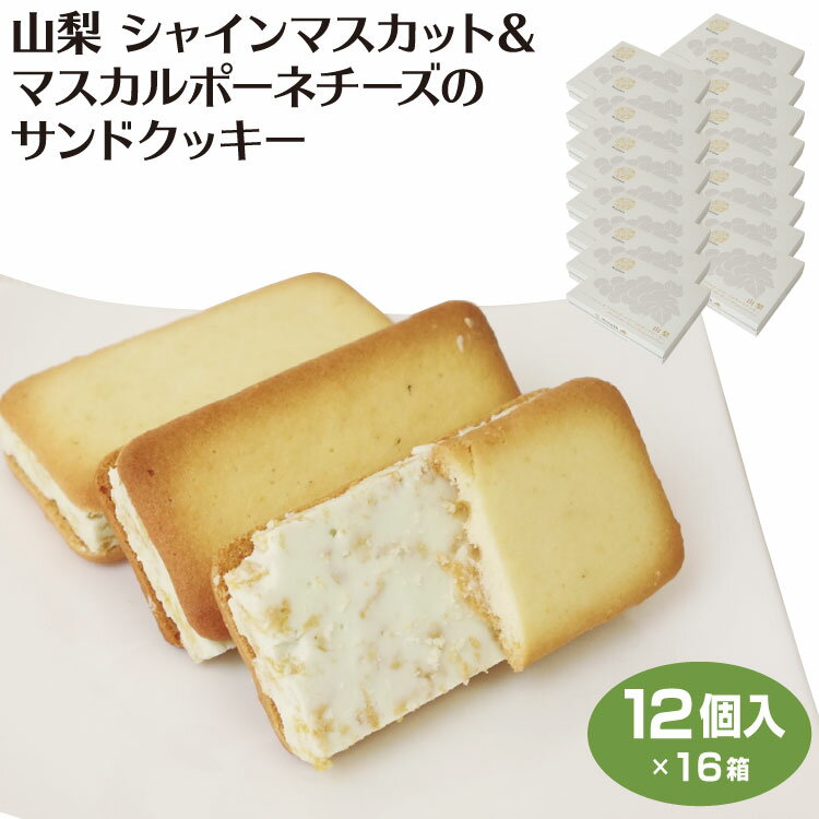山梨 お土産 送料無料 山梨マスカリッチ 12個入×16箱 やまなし おみやげ 山梨県産 シャインマスカット サンド クッキー ワイエムカンパニー