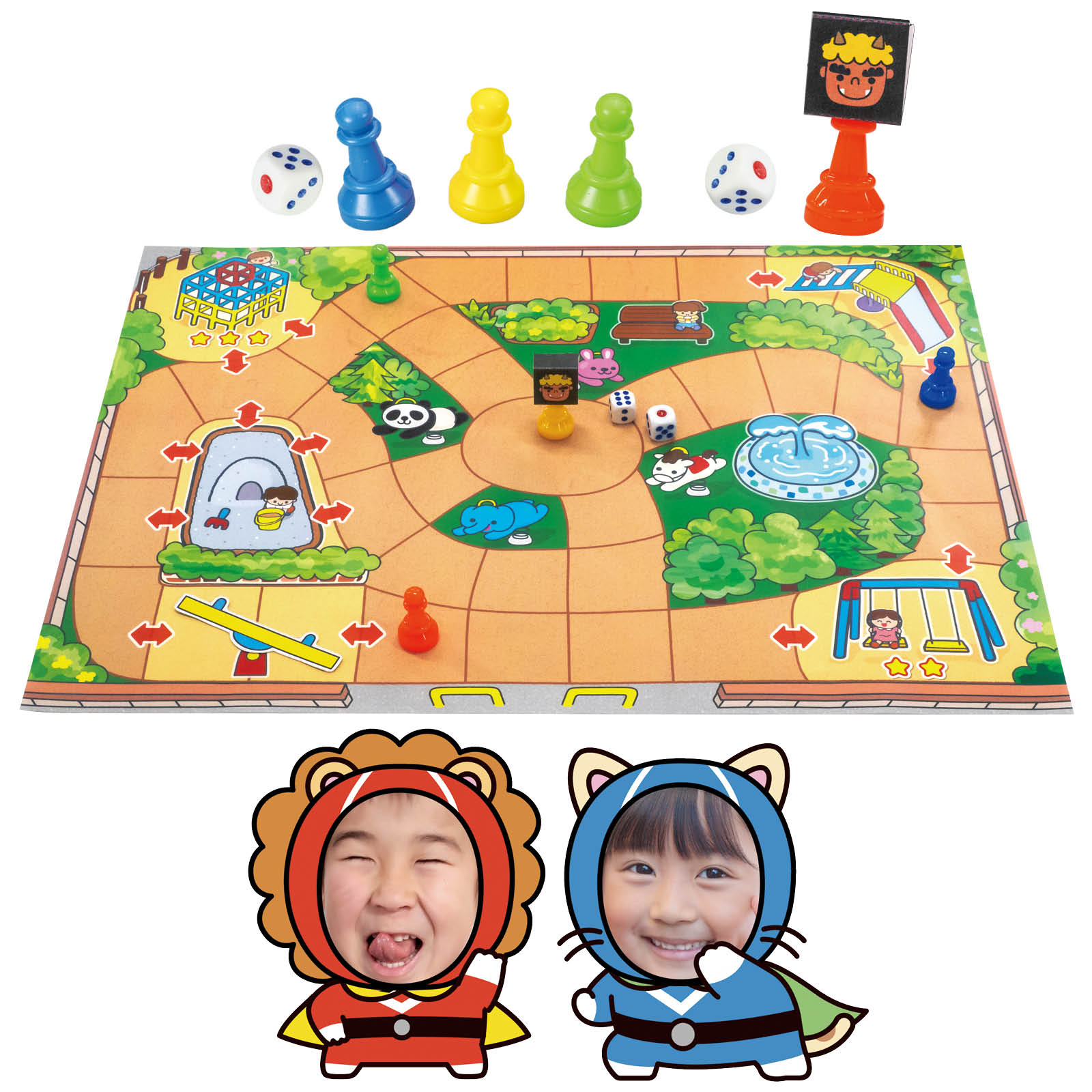 メーカーアーテック(Artec)品名かくれんぼゲーム&amp;おにごっこすごろく品番21663セット内容すごろくシートx1、型抜きカード台紙x2、サイコロx2、コマx4用途おにごっこ おもちゃ お正月 かくれんぼ かくれんぼゲーム すごろく イベント オモチャ ギフト クリスマス ゲーム テーブルゲーム デジタル版では プレイ人数 プレゼント ホビー ボードゲーム 保育園 子ども 学習 室内遊び 小学生 幼児 幼稚園 思考力 教育 景品 暇つぶし 玩具 知育 知育玩具 脳トレ 誕生日 遊び 遊具を使って 隠れたり かくれんぼ&amp;おにごっこ!選んで遊べる2種類のゲームすごろく。かくれんぼゲーム&amp;おにごっこすごろく ゲーム かくれんぼ おにごっこ テーブルゲーム 学習 知育 子ども 幼児 幼稚園 保育園 小学生 お正月 ホビー 玩具すごろく ボードゲーム アーテック かくれんぼゲーム&amp;おにごっこすごろく ゲーム かくれんぼ おにごっこ テーブルゲーム 学習 知育 子ども 幼児 幼稚園 保育園 小学生 お正月 ホビー 玩具「かくれんぼゲーム&おにごっこすごろく」かくれんぼ&おにごっこ!公園をテーマにした、かくれんぼとおにごっこ、2種類のルールで遊べる子ども向けすごろくゲームです。遊具を使って、隠れたり、逃げたり付属のQRコードを読み取ればスマホやタブレット、PCでも同じ内容を楽しめます。デジタル版なら外出先でも遊べるため、家族や友達といつでも冒険を楽しめます。デジタル版では、顔写真をコマに設定できるため、より没入感のある遊びが体験できます。【プレイ人数】かくれんぼゲーム 3~6人、おにごっこすごろく 2~4人【対応ブラウザ】Chrome (Chrome Android) 100以降、Edge (Chromium版のみ) 100以降、Safari (Safari on iOS) 15以降、Firefox (Firefox for Android) 110以降■ 商品の特長 ■・デジタル版なら外出先でも遊べるため、家族や友達といつでも冒険を楽しめます・デジタル版では、顔写真をコマに設定できるため、より没入感のある遊びが体験できます・扱いやすいポリスチレン製■ こんな場面におすすめ・学校のタブレット学習・授業に・ご家庭やオフィスでの作業に・外出先での使用に■ 商品仕様・商品サイズ：すごろくシート 約297x420mm、型抜きカード台紙 約210x295mm、サイコロ 約12x12x12mm、コマ 約φ16x30mm・セット内容：すごろくシートx1、型抜きカード台紙x2、サイコロx2、コマx4・材質：すごろくシート 紙、型抜きカード台紙 紙、コマ PS、サイコロ MS・梱包サイズ：横230x高さ330x奥行16mm・重量：約89g■ 使用上のご注意・アプリなしでも遊べます・アプリを使用するにはインターネット環境が必要です・環境や端末によって動作しない場合があります