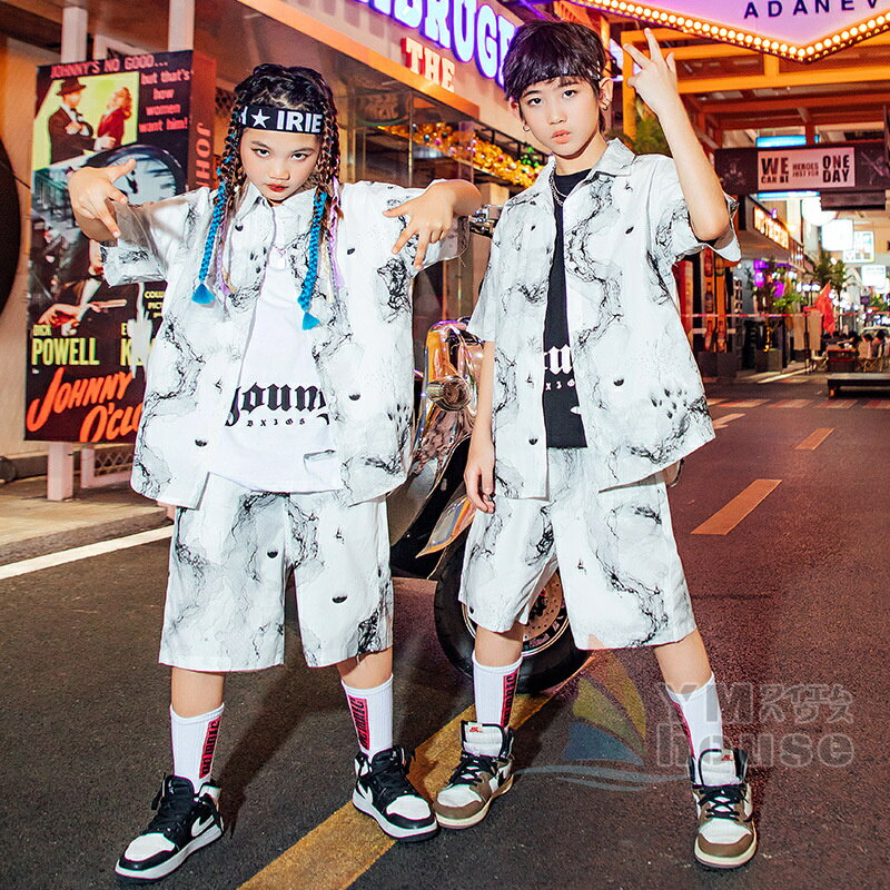 キッズ ダンス衣装 ヒップホップ K-POP セットアップ 半袖シャツ パンツ HIPHOP 男の子 女の子 カッコイイ 発表会 こども ダンスウェア 演出服 練習用