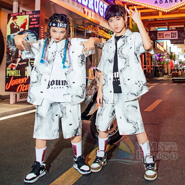 キッズ ダンス衣装 ヒップホップ K-POP セットアップ 半袖シャツ パンツ HIPHOP 男の子 女の子 カッコイイ 発表会 こども ダンスウェア 演出服 練習用