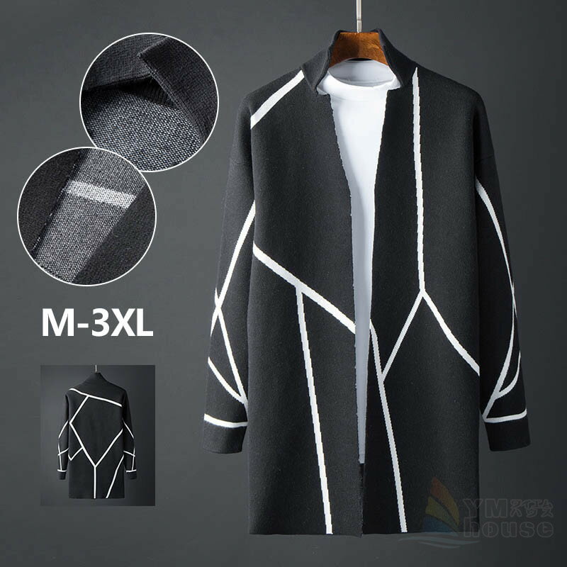 ニットカーディガン メンズ トップス ロング丈 前開き カーディガン ニット コート ジャケット 暖かい ..