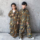 キッズ ダンス衣装 ヒップホップ ヒョウ柄シャツ パンツ HIPHOP 長袖トップス k-pop ダンスファション ユニセックス 男の子 女の子 ジャズダンス ...