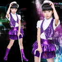 キッズダンス衣装 キラキラ ヒップホップ スパンコール ダンス衣装 セットアップ ガールズ チアガール 女の子 社交ダンスウェア 競技着 練習服 応援団 団体服...