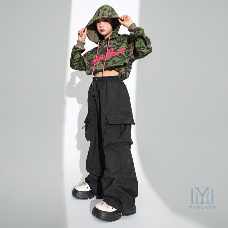 セットアップ 子供服 キッズダンス 衣装 hiphop 女の子 迷彩柄 パーカー ダンス発表会 ストリート 韓国 ファション 子供服 長袖 ズボン ダンスパンツ 子供服 ダンス 衣装 ヒップホップ キッズ ダンス衣装 かっこいい ガールズ kpop 子供 女の子 カーゴパンツ 3