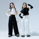 チアガール キッズ ダンス衣装 セットアップ 女の子 半袖Tシャツ ダンス トップス へそ出し キッズ ダンス カーゴパンツ k-pop ホワイト パンツ ブラ...