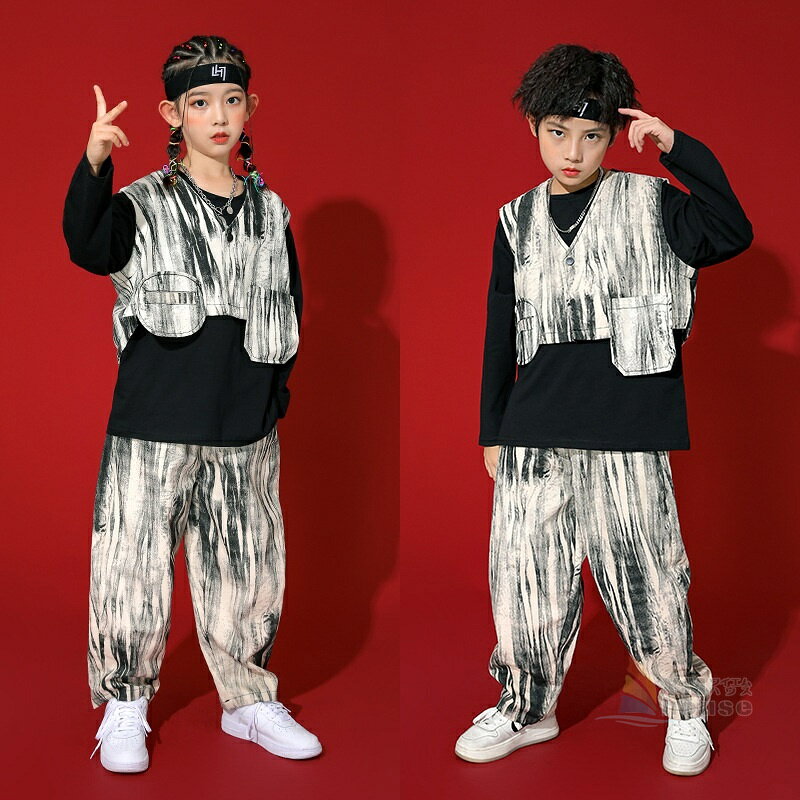樂天商城 - キッズダンス衣装 ヒップホップ 子供 キッズ ダンス 衣装 ベスト トップス パンツ ガールズ 子供服 ジャズダンス ダンス衣装 かっこいい 演出服 女の子 男の子 HIPHOP 練習着