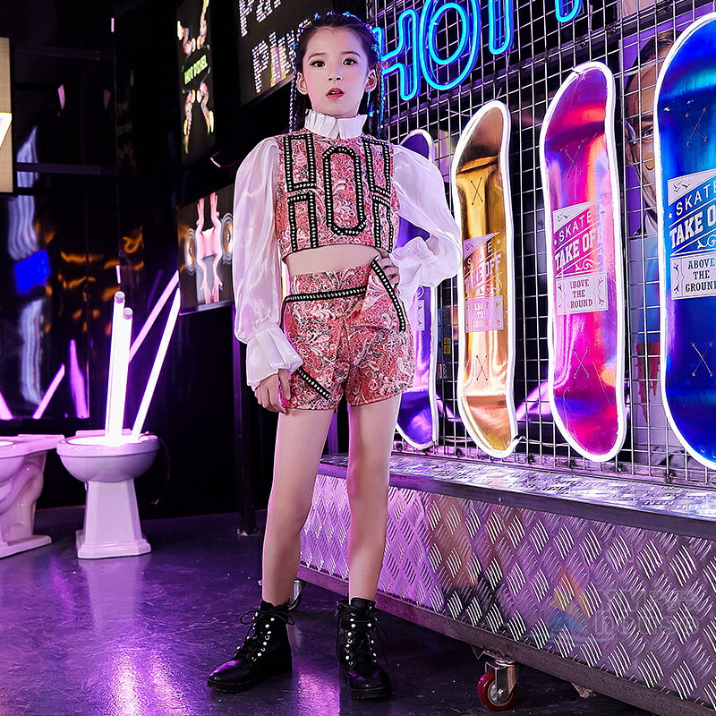 乐天商城 - 【送料無料】キッズダンス衣装 セットアップ 子供 キッズ ダンス 衣装 トップス パンツ ガールズ キッズダンス 子供服 パーカー ダンス衣装 かっこいい 演出服 女の子 HIPHOP 練習着