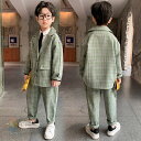 キッズ セットアップ 子供スーツ フォーマル 男の子 服 おしゃれ 長袖 春秋 2点セット チェック柄 ジャケット+パンツ 入学式 卒業式 紳士服 結婚式 発表会 音楽会 入学式 七五三 入園式