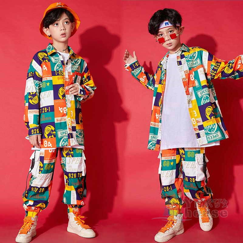 キッズダンス衣装 ヒップホップ 派手 ダンス衣装 子供服 キッズ ダンス 衣装 かっこいい 男女兼用 長袖トップス パンツ キッズダンス 韓国 発表会 演出服 舞台服 ステージ衣装 練習着 応援団