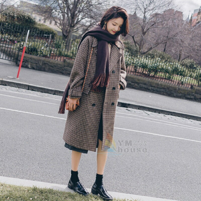 【送料無料】チェック柄 チェスターコート レディース ロング コート 中綿コート グレンチェック 千鳥柄 トレンチコート レディース 大きいサイズ 秋冬物 エレガント 女性 大人 上品 オフィス 通勤 お洒落 カジュアル