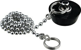 カクダイ　バス用ゴム栓（鎖あり650mm）　52×43mm　排水口51mm用　491-120