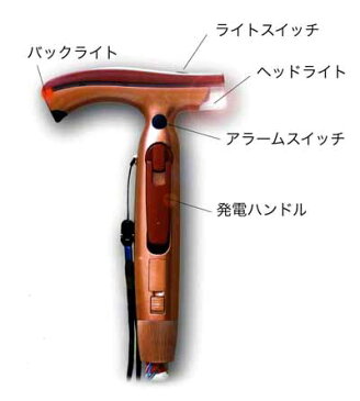 【smtb-TK】【頑張って送料無料!】手巻き発電式ライト付きステッキ「相棒」