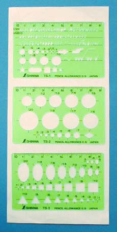【66034】シンワ テンプレート一般総合定規 カードタイプ3枚組 TS-A 【ネコポス配送】【頑張って送料無料！】