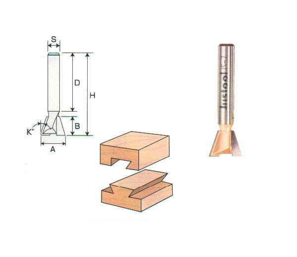 Justool ルータ・トリマビット用 超硬アリギリビット6×6.35(2D) JS-75