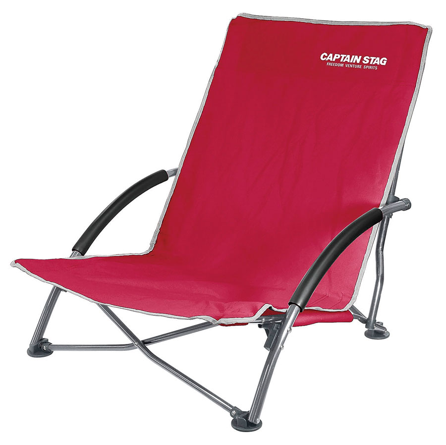 キャプテンスタッグラコンテ ロースタイル イージーチェア(レッド) UC-1505脚を伸ばしてゆっくり座れるローチェア