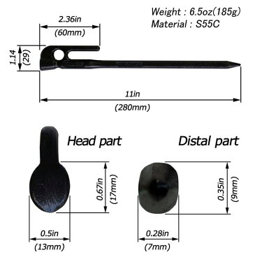 【頑張って送料無料！】鍛造ペグ　エリッゼステーク　28cm　8本セット　MK-280K×8黒カチオン電着塗装タープやテント、フラワーアーチの固定にも使えますIDS賞、おもてなしセレクション賞受賞