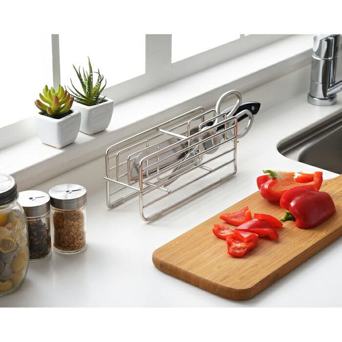 横置き包丁スタンド 〈1306203〉通気性のいい横置き包丁スタンド 。シンプルなデザインで食器洗浄機対応！ヨシカワ(Yoshikawa) 日本製 燕三条