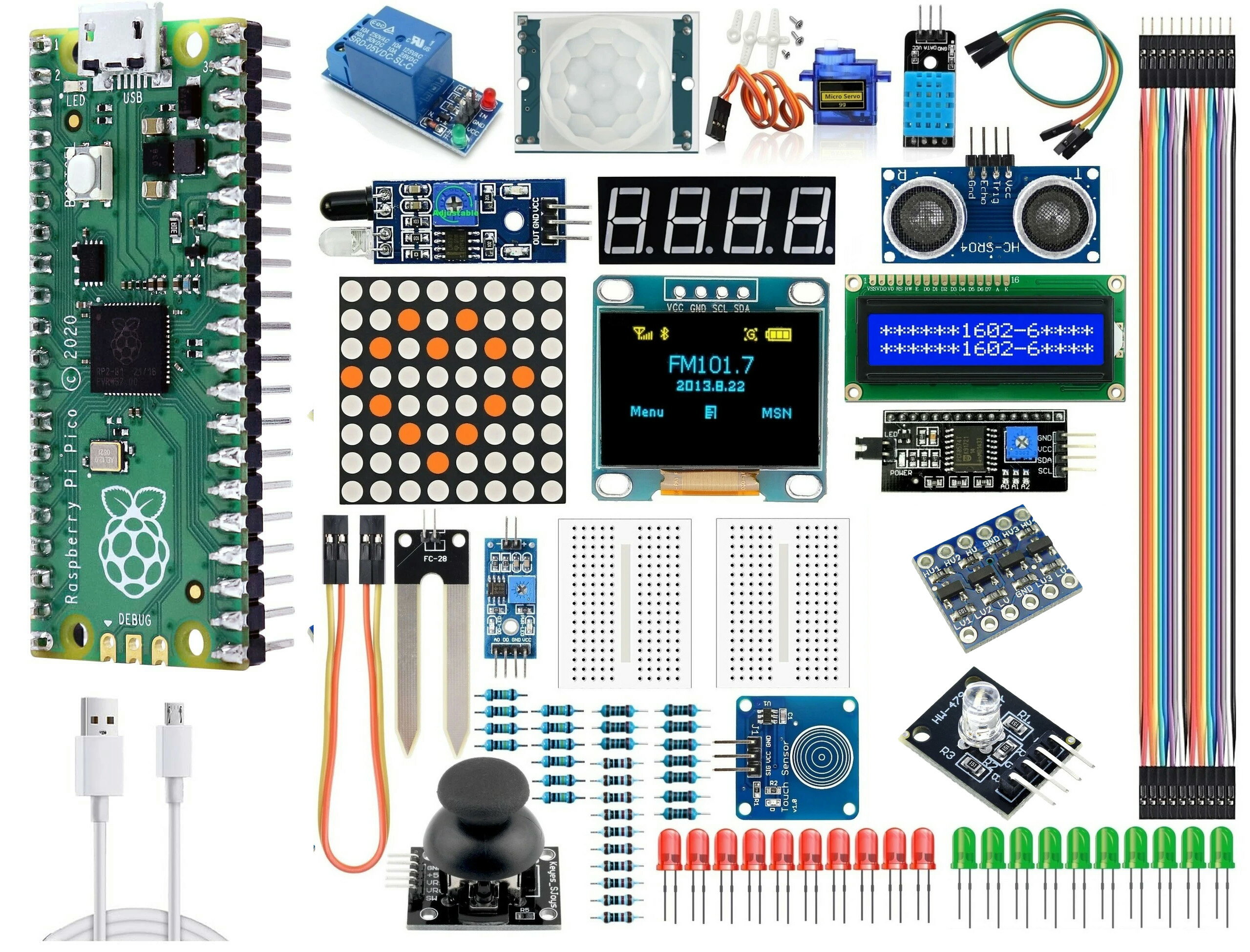 YMS PARTS Raspberry Pi PICO (完成版 ピンハンダ済み)入門セット モジュールキット 電子工作 電子部品 実験キットセット