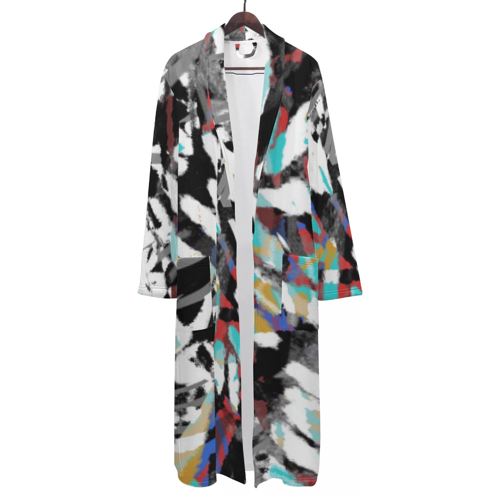 725#11(メンズバスローブ) メンズバスローブ メンズ アート カラフル 抽象 ユニーク 個性的 スタイリッシュ お洒落 ミマキボクカ _ID018