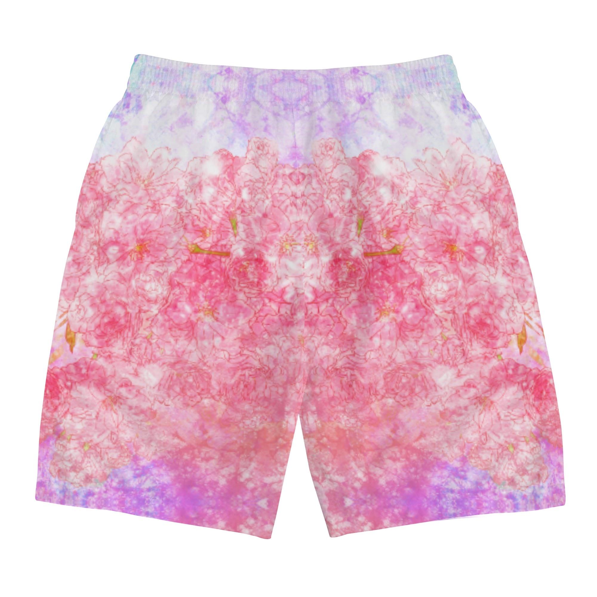 咲桜(メンズサーフパンツ) メンズサーフパンツ メンズ アート ピンク 花柄 綺麗 個性的 スタイリッシュ お洒落 幻想的 春 桜 花びら フラワー 舞う 咲く 華 ミマキボクカ _ID018