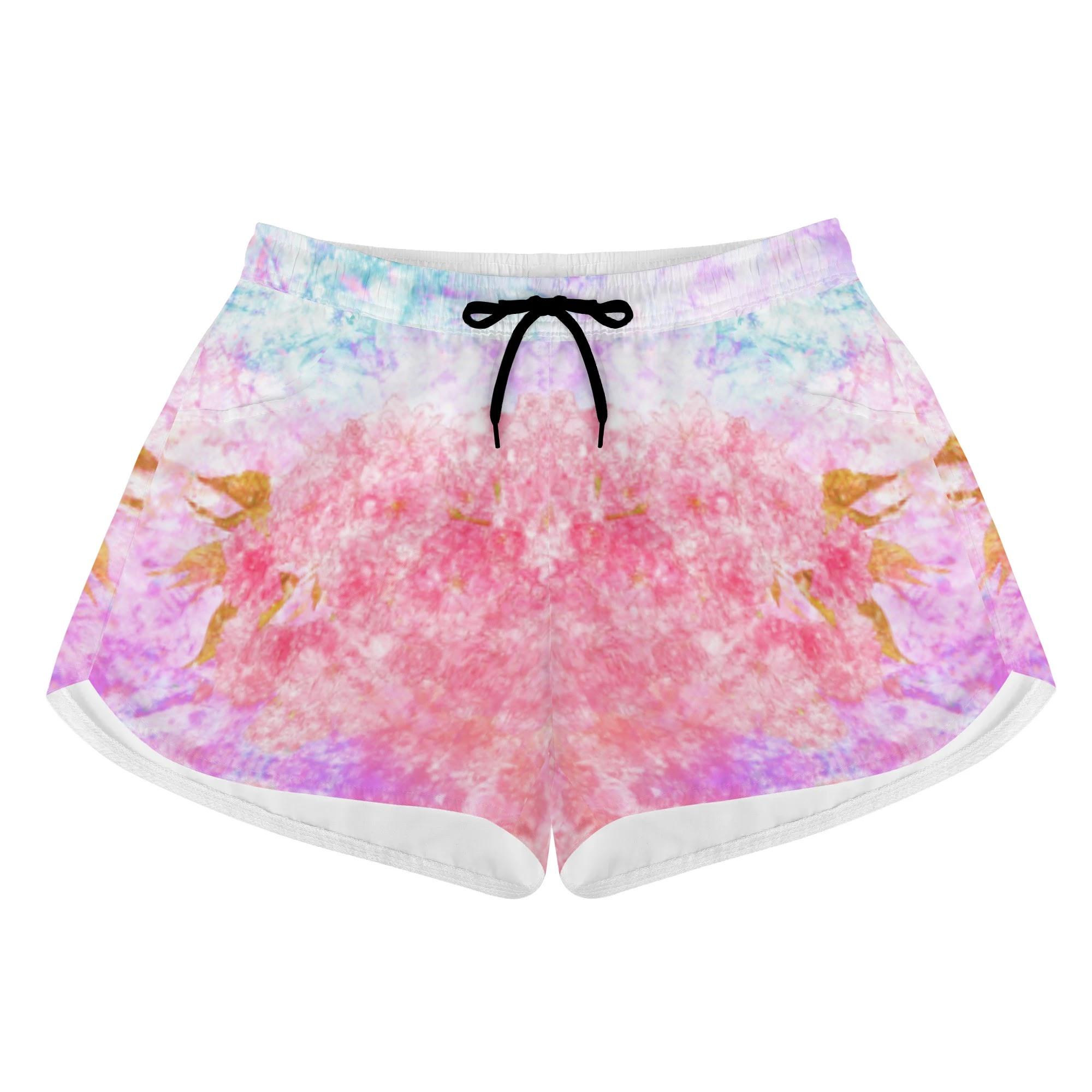 咲桜(レディースショートパンツ) レディースショートパンツ レディース アート ピンク 花柄 綺麗 個性的 スタイリッシュ お洒落 幻想的 春 桜 花びら フラワー 舞う 咲く 華 ミマキボクカ