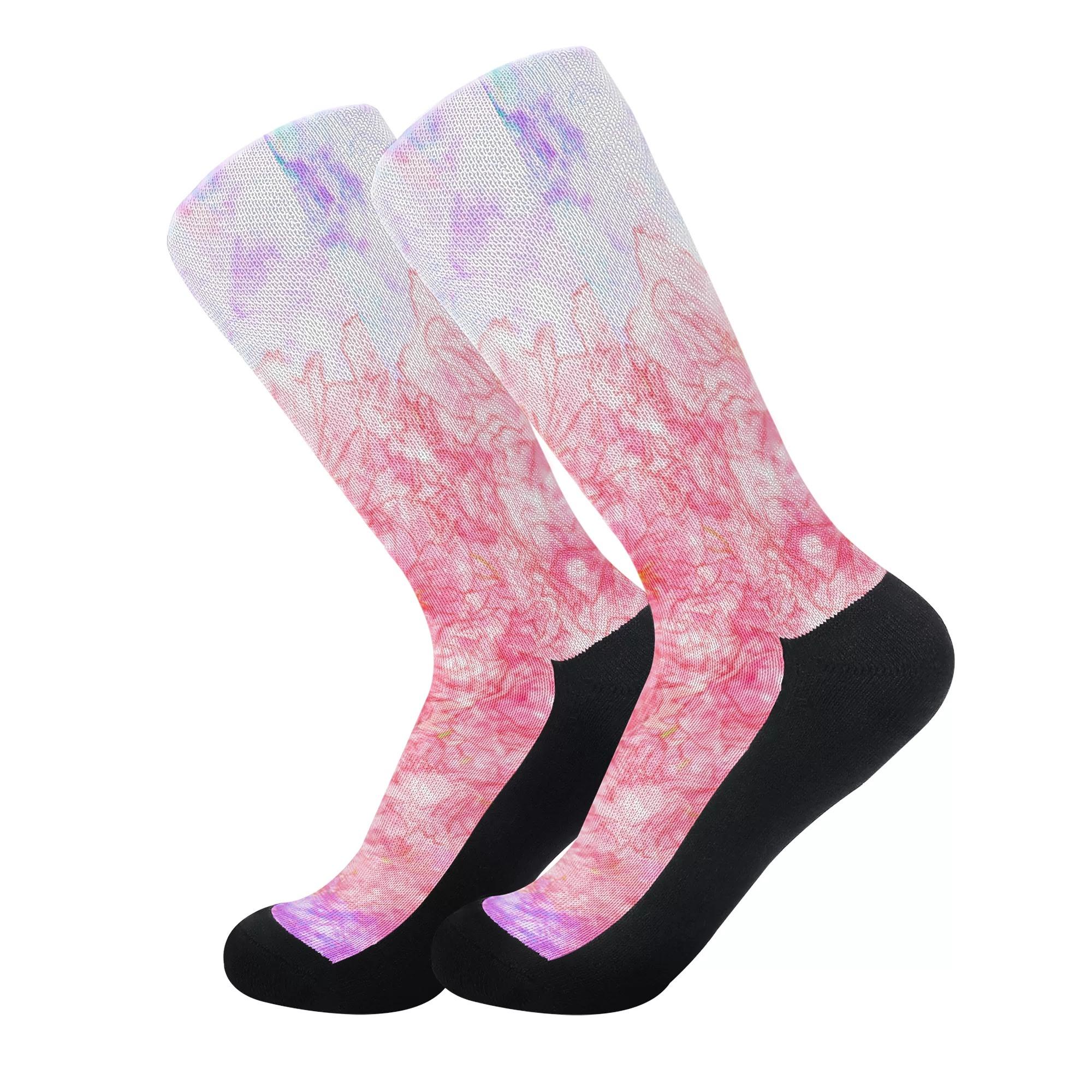 咲桜(ソックス) ソックス ユニセックス アクセサリー アート ピンク 花柄 綺麗 個性的 スタイリッシュ お洒落 幻想的 春 桜 花びら フラワー 舞う 咲く 華 ミマキボクカ _ID018