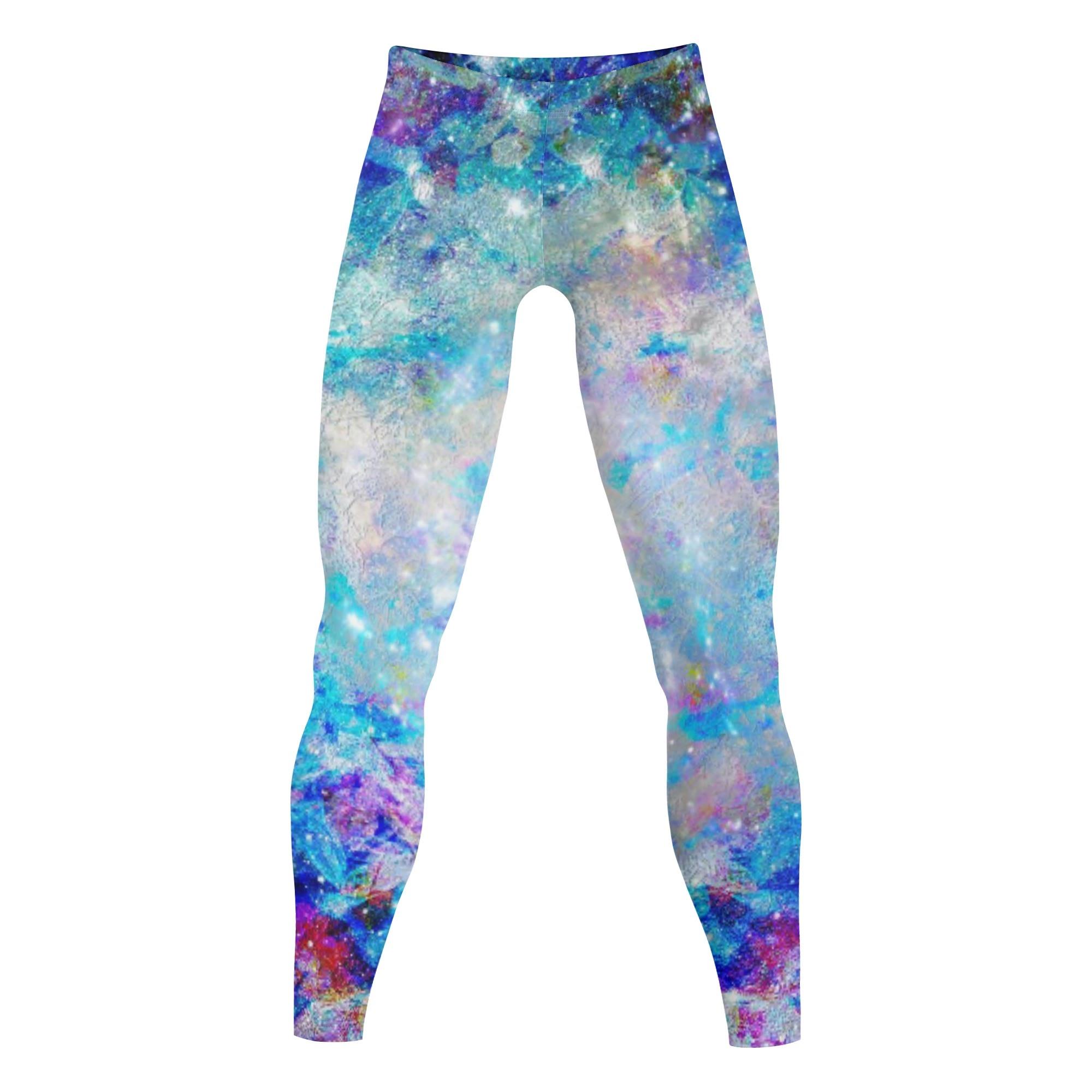 Botanical Universe(メンズレギンス 10分丈) メンズレギンス 10分丈 メンズ アート グリーン ブルー ボタニカル 植物 自然 綺麗 星 宇宙 ユニーク 個性的 スタイリッシュ お洒落 ファンタジー