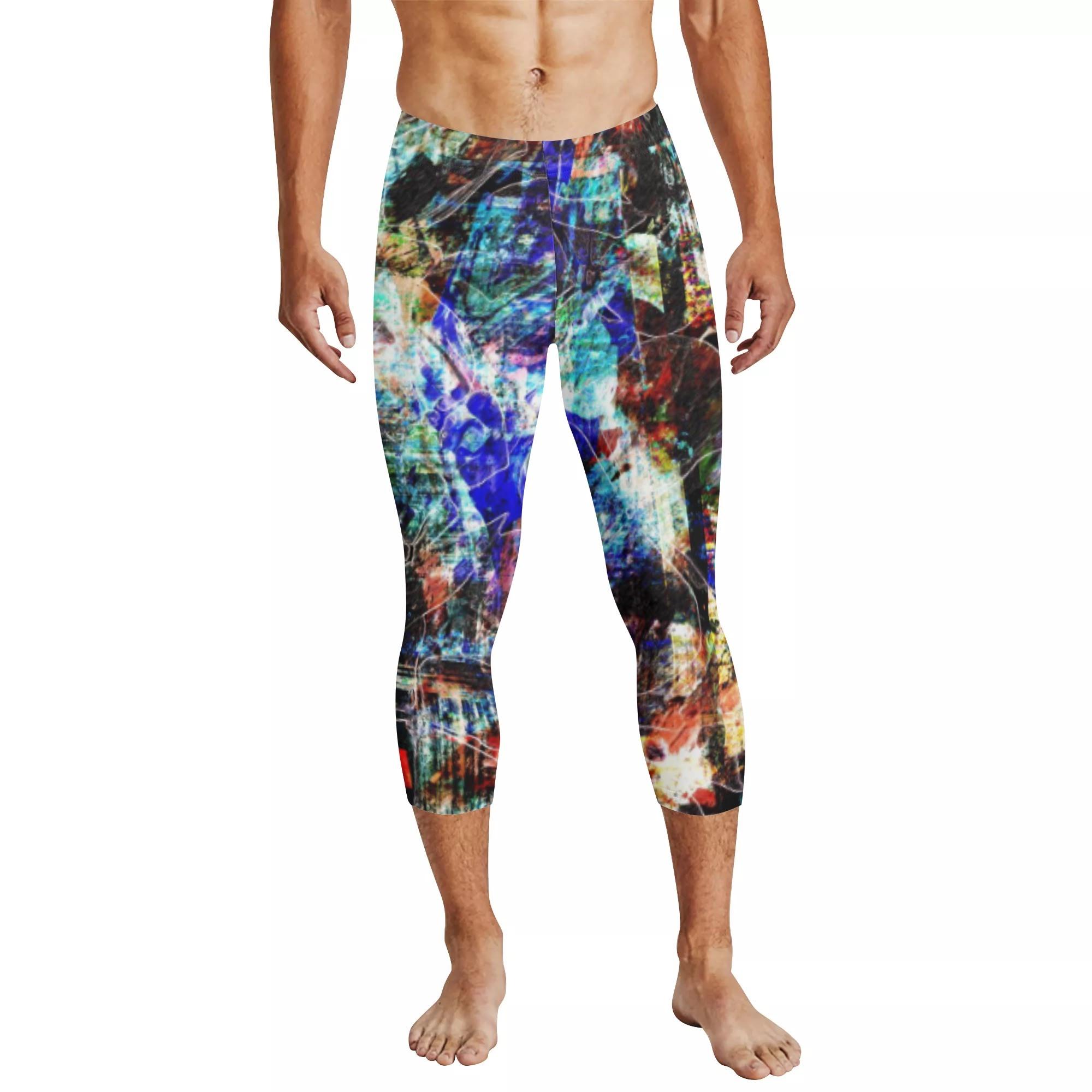 725#56(メンズレギンス 7分丈) メンズレギンス 7分丈 メンズ アート クール カラフル 綺麗 抽象 ユニーク 個性的 スタイリッシュ お洒落 ファンタジー 幻想的 コラージュ ミマキボクカ _ID018