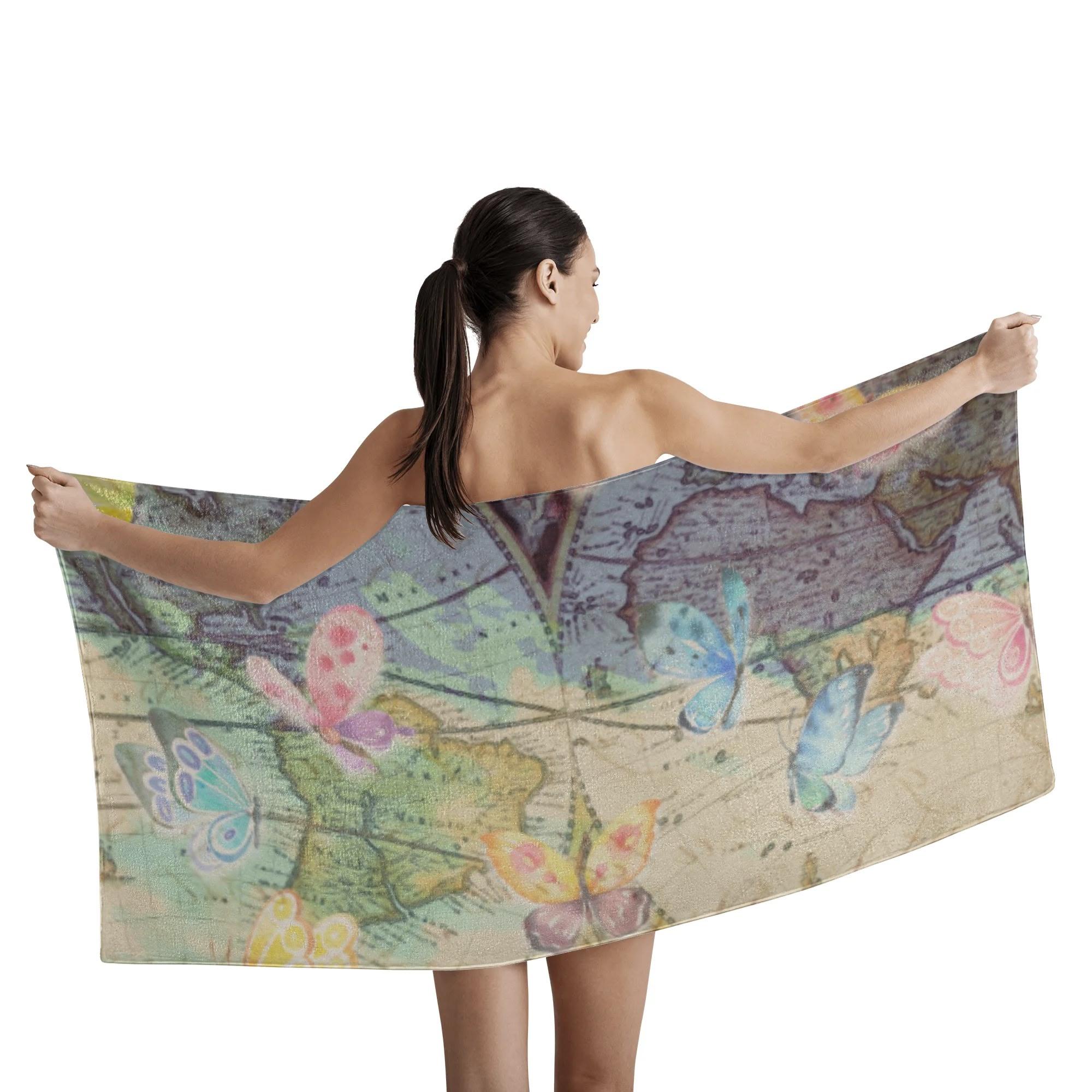 旅する蝶々(バスタオル) バスタオル ユニセックス ホームデコレーション アート デザイン 綺麗 個性的 ..