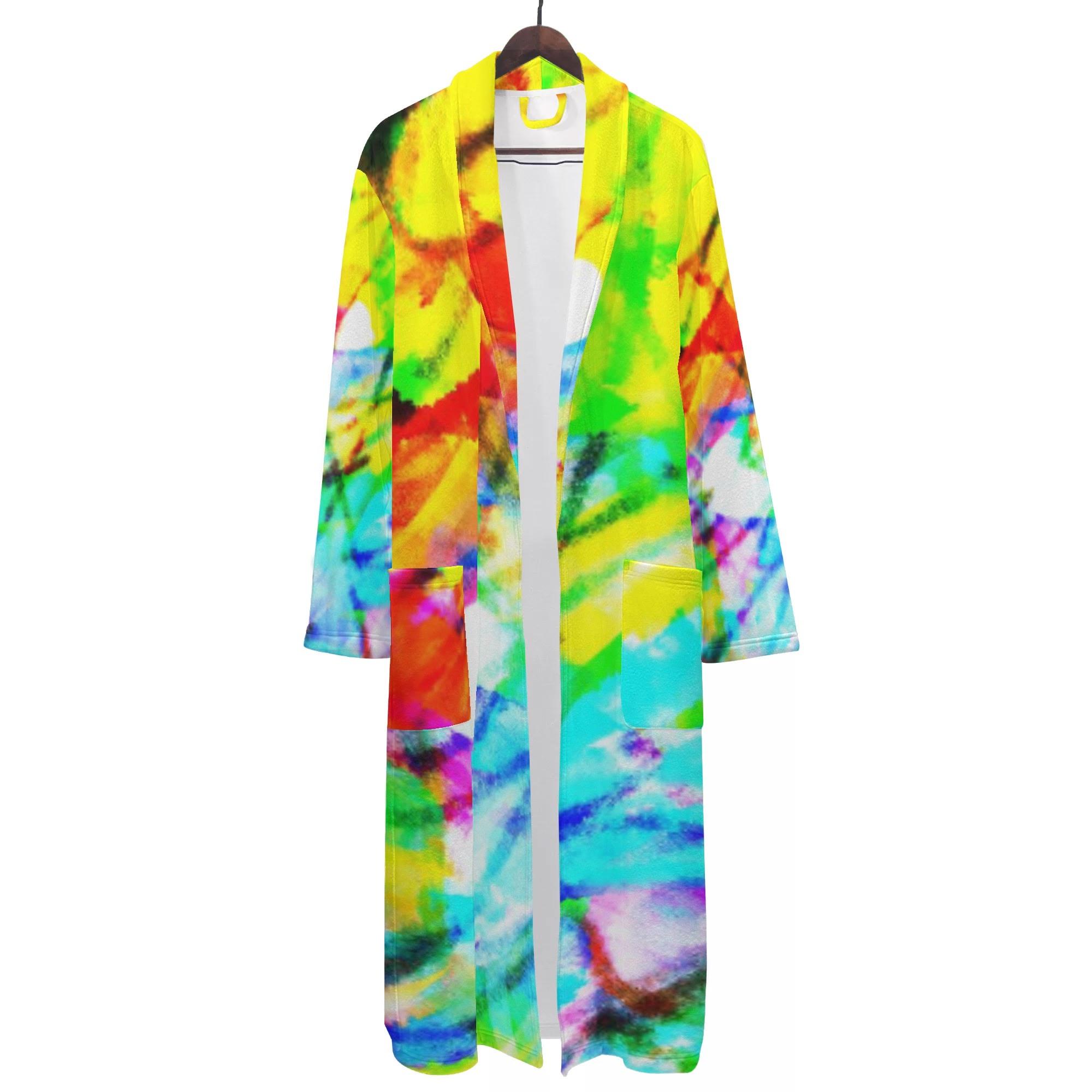 725#2(メンズバスローブ) メンズバスローブ メンズ アート カラフル 抽象 ユニーク 個性的 スタイリッシュ お洒落 ミマキボクカ _ID018