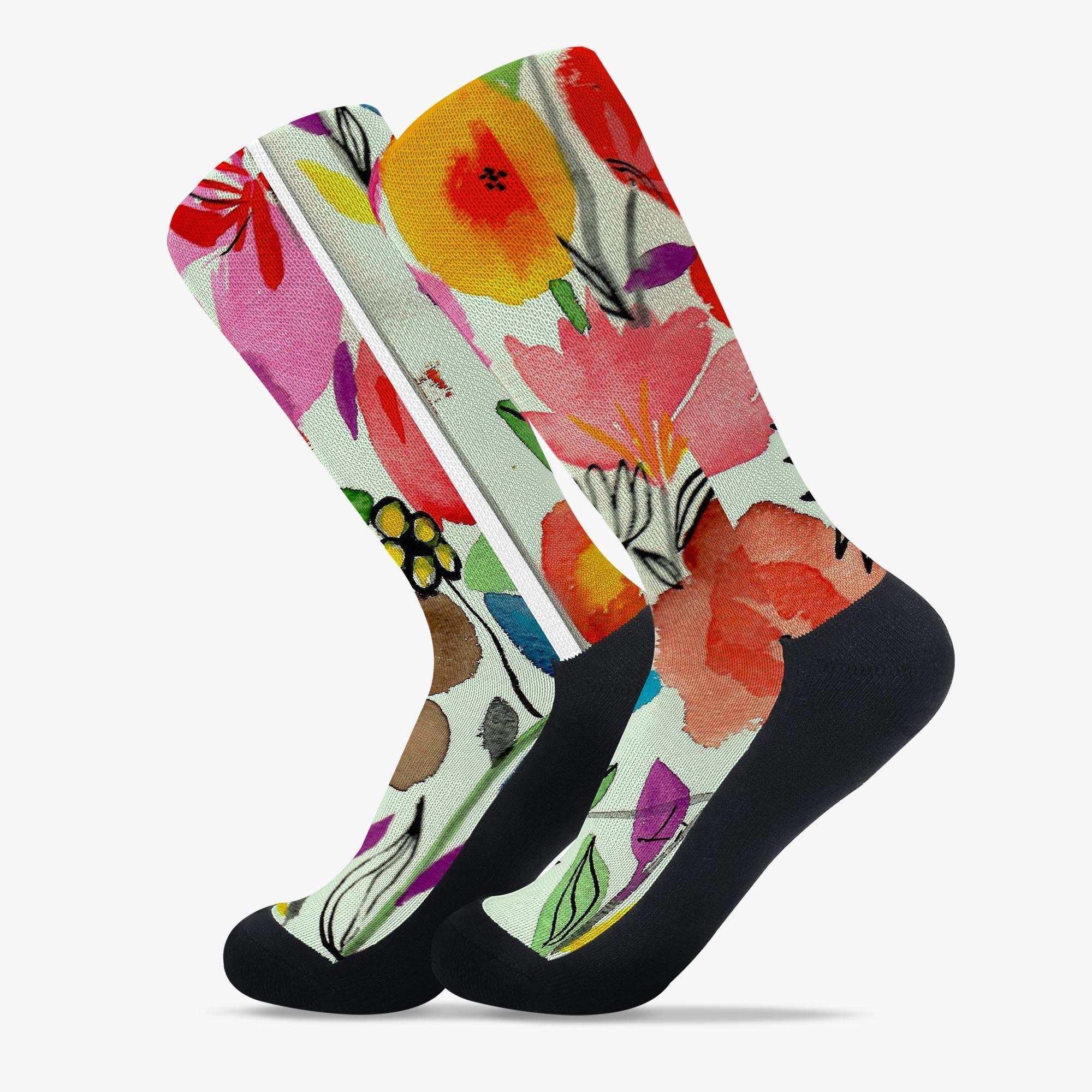 フローラル(クルーソックス) ソックス ユニセックス アクセサリー アート 華やかなソックス 花柄 可愛らしい 原野莉莎 _ID018