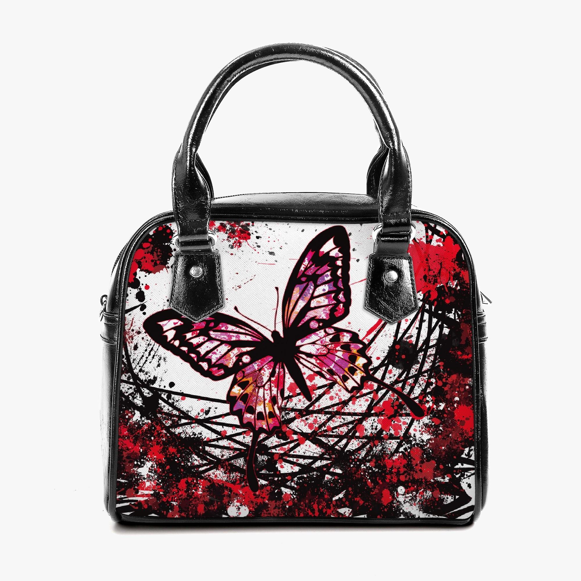 アゲハ蝶赤血痕枠(2WAYショルダーバッグ) 2WAYショルダーバッグ レディース バッグ 全て アート 赤 スプラッシュ シルエット 飛沫 アゲハ蝶 揚羽蝶 血痕 SPLASH 冴木みやこ _ID018(4)