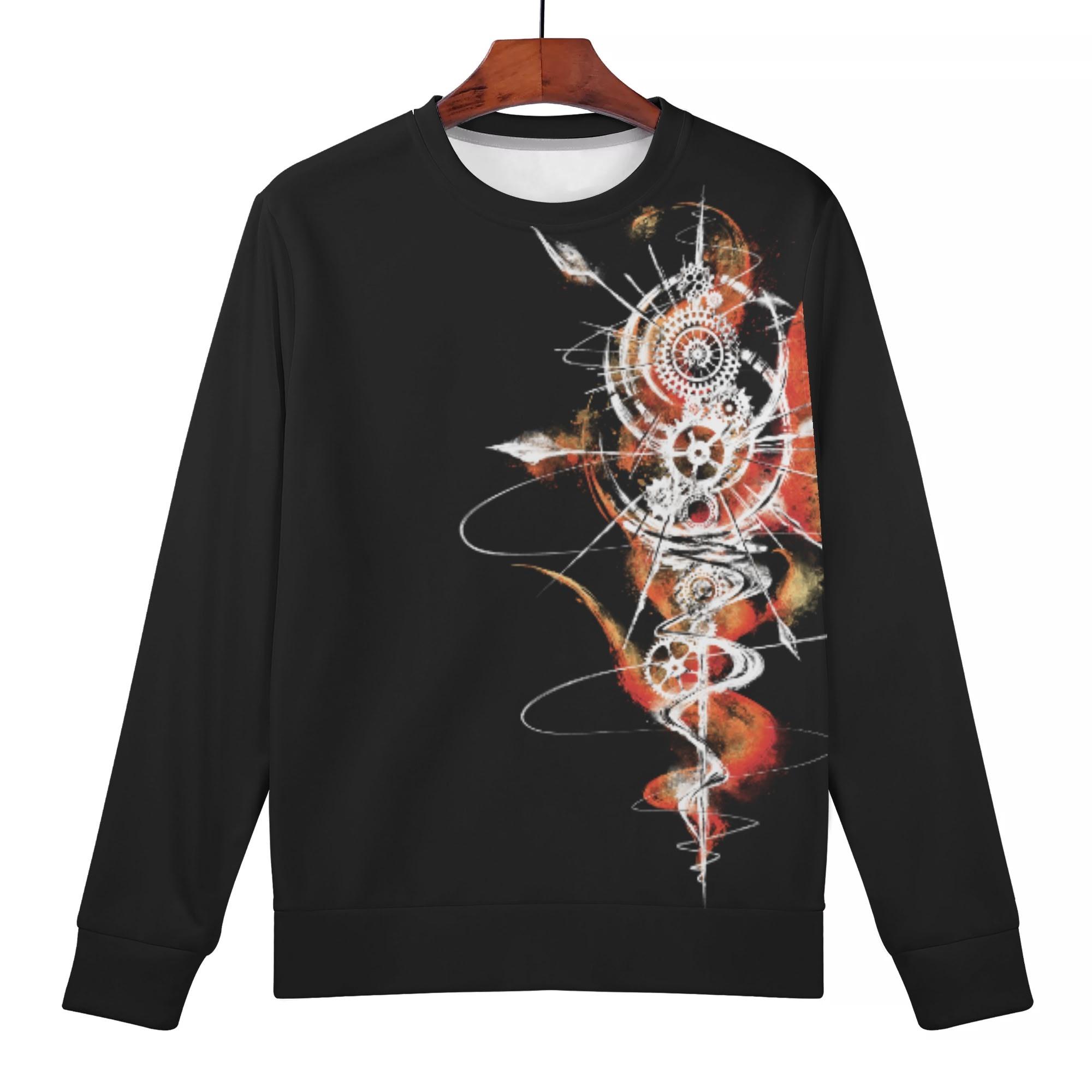 歯車廻赤黒(レディーススウェット) レディーススウェット レディース 全て 歯車 ギア シルエット 毛筆 アナログ風 冴木みやこ _ID018