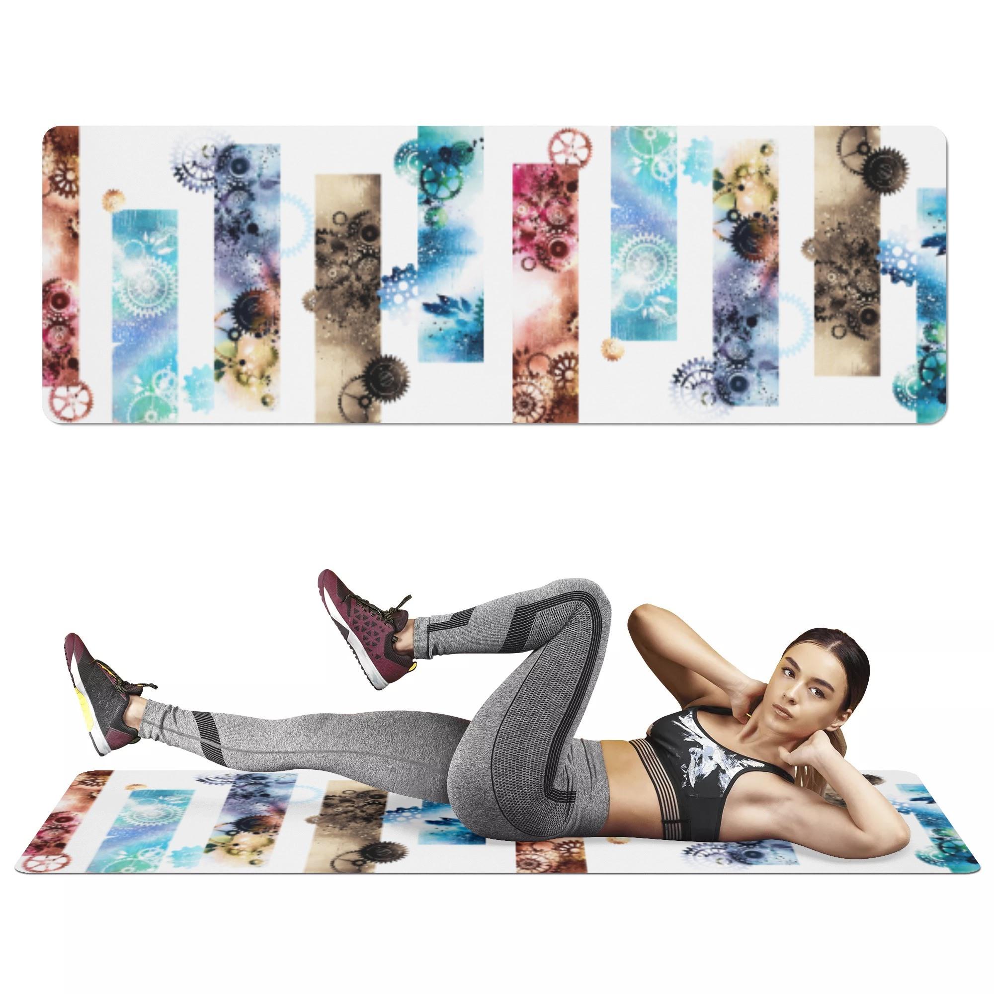 歯車霧雨(ヨガマット) ヨガマット ユニセックス ホームデコレーション 全て カラフル 歯車 ギア シルエ..