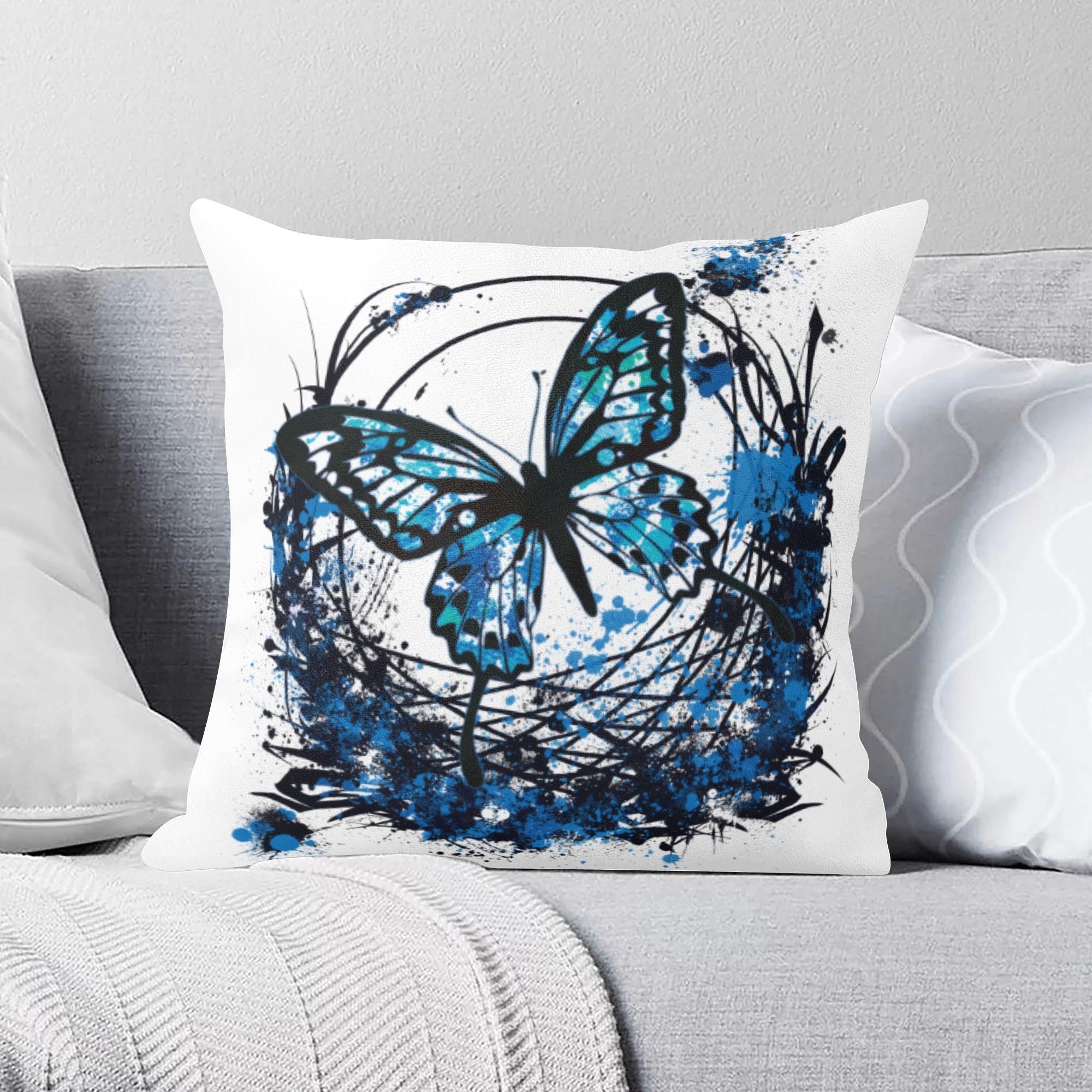 アゲハ蝶青血痕枠(フルプリントクッションカバー) フルプリントクッションカバー ユニセックス ホーム..