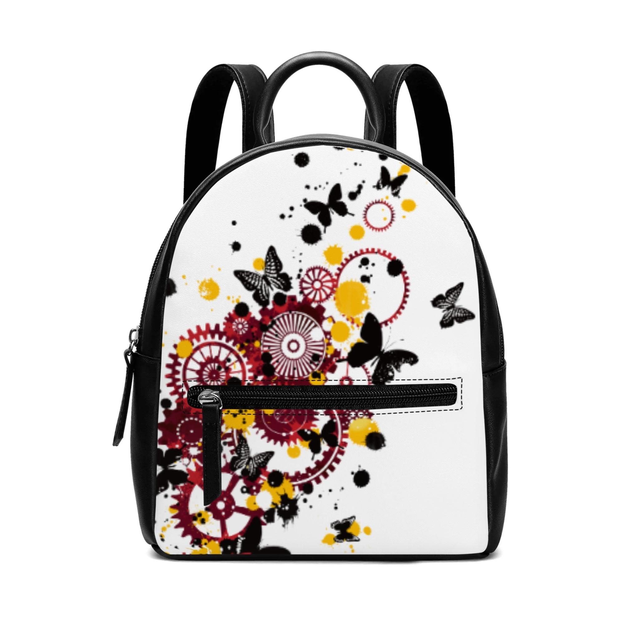 歯車蝶赤(PUレザーミニバッグ) PUレザーミニバッグ レディース バッグ 全て 歯車 ギア シルエット 飛沫..